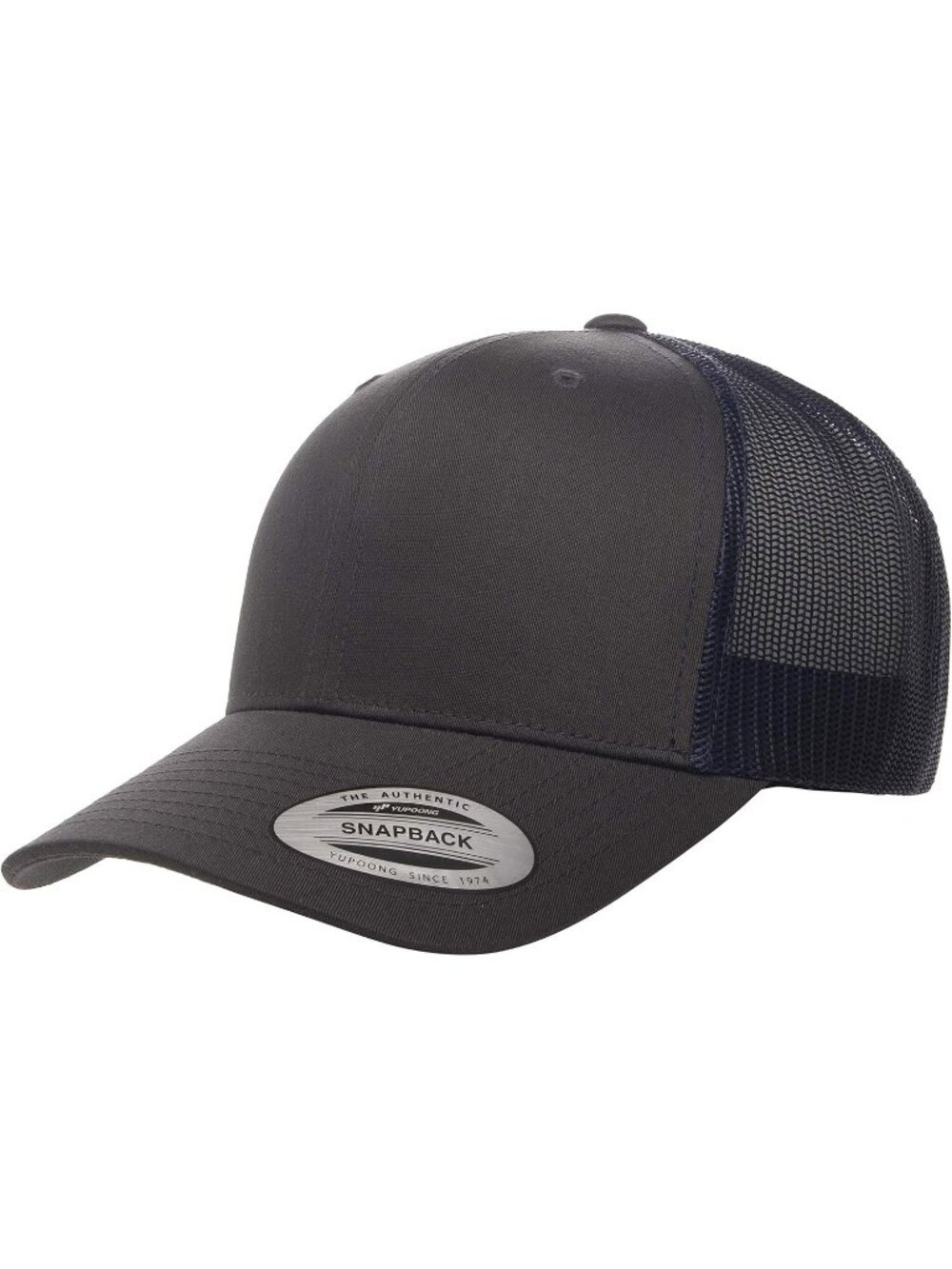 Men's Charcoal/Navy Cotton Classics Trucker Mesh Cap YP Snapback Loose Fit Cap